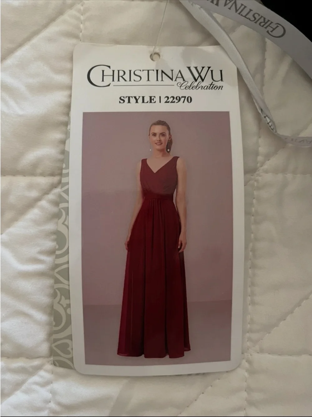 Christina Wu Navy V-Neck Sleeveless Maxi Gown - Picture 3 of 4